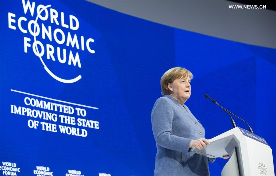 SWITZERLAND-DAVOS-WEF ANNUAL MEETING-GERMANY-MERKEL