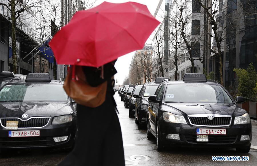 BELGIUM-BRUSSELS-PROTEST-TAXI DRIVERS