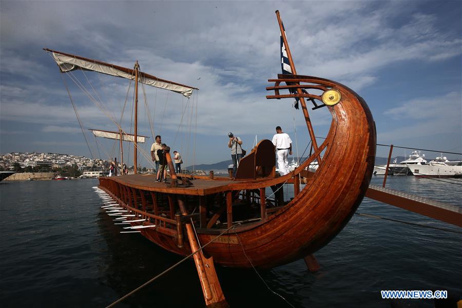 GREECE-ATHENS-HELLENIC NAVAL TRIREME-OPEN MUSEUM