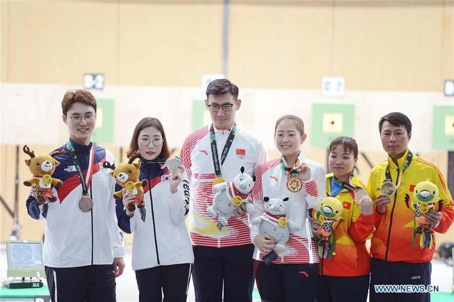 (SP)INDONESIA-PALEMBANG-ASIAN GAMES-SHOOTING-10M AIR PISTOL MIXED TEAM