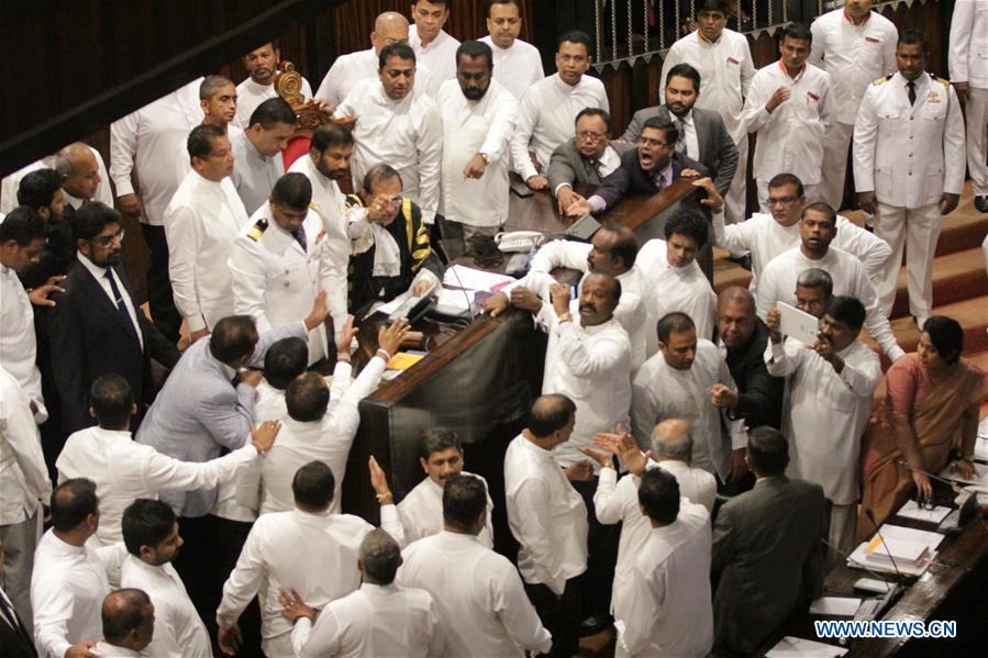 SRI LANKA-COLOMBO-PARLIAMENT-CHAOS