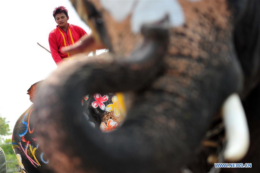 THAILAND-AYUTTHAYA-SONGKRAN FESTIVAL-ELEPHANTS