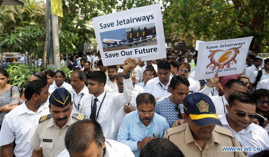 INDIA-MUMBAI-JET AIRWAYS-PROTEST