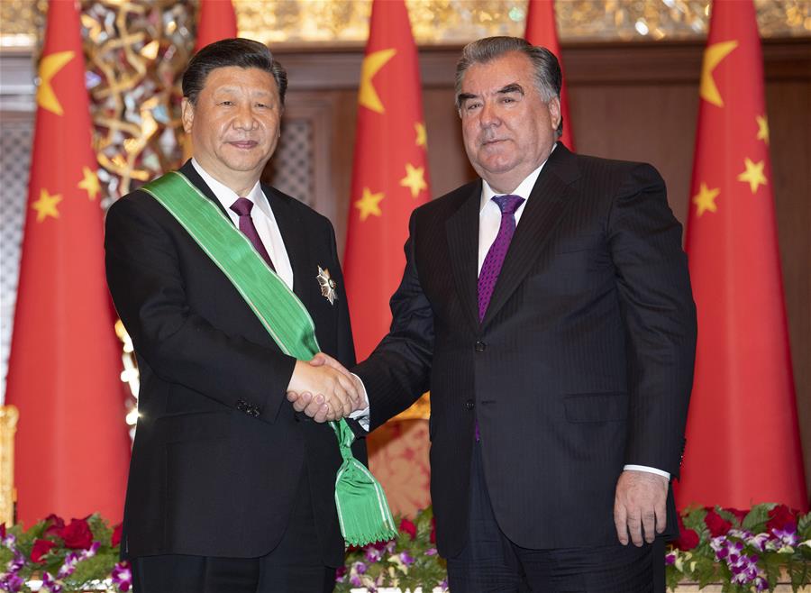 TAJIKISTAN-DUSHANBE-XI JINPING-ORDER OF THE CROWN