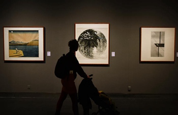 Chinese watercolor block printing displayed in Hangzhou